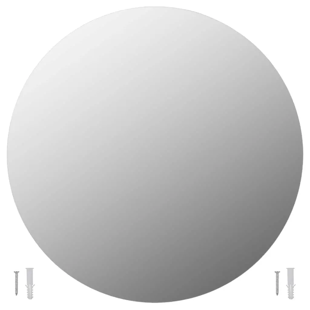Round Glass Wall Mirror 70cm Silver Home Decor Bedroom Living Room