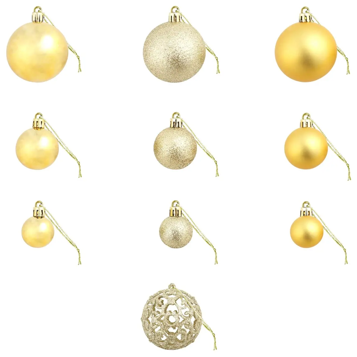 Christmas Ball Ornaments Set Gold 3cm 4cm 6cm Shatterproof Decoration