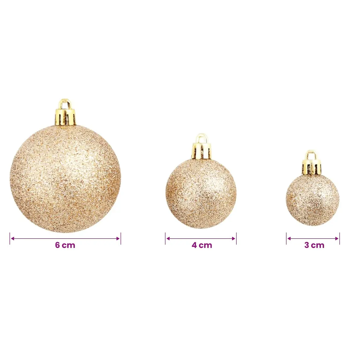 Christmas Ball Ornament Set Rose Gold 3cm 4cm 6cm Shatterproof Tree Decorations