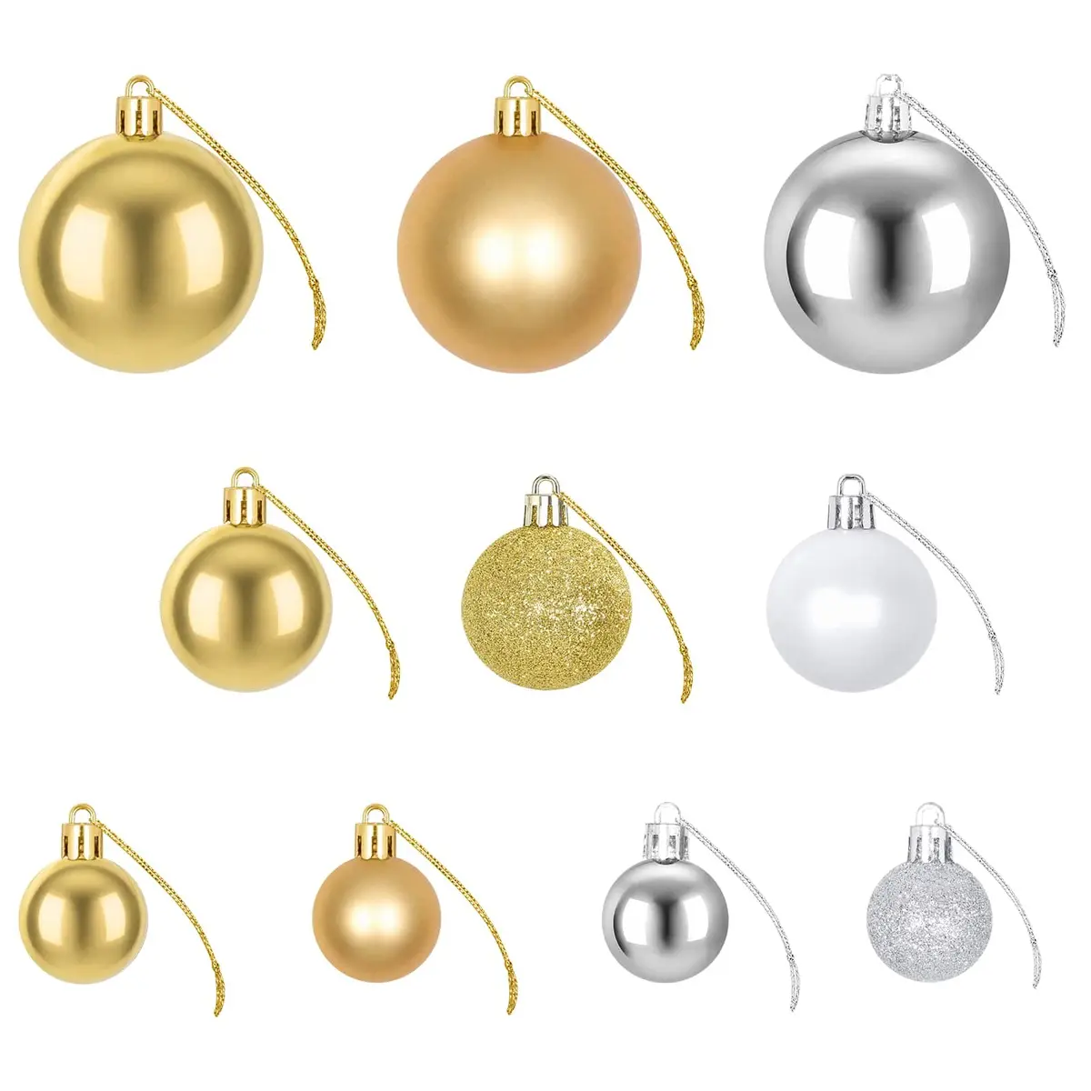 Christmas Balls Ornaments Shatterproof Silver Gold Glitter Finish 100 Piece