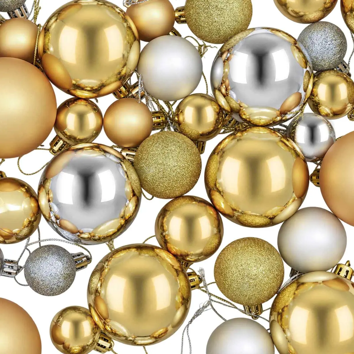 Christmas Balls Ornaments Shatterproof Silver Gold Glitter Finish 100 Piece