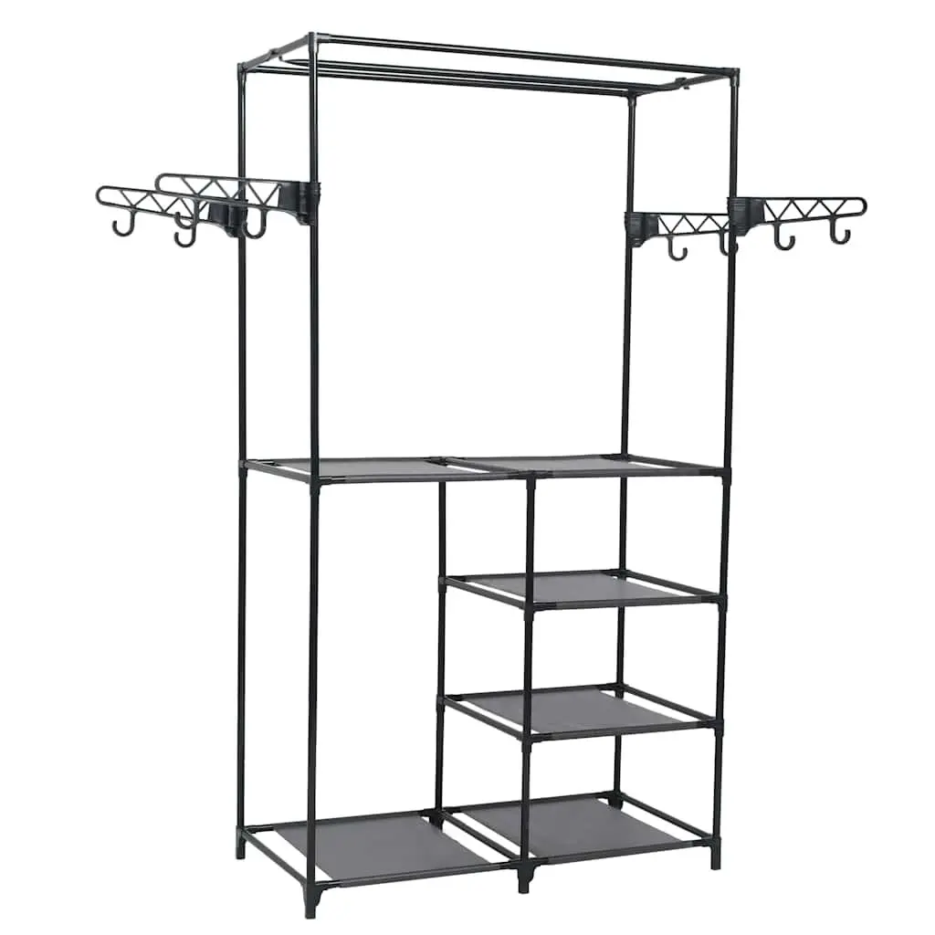 Clothes Rack Black Steel Frame Non-woven Fabric Shelves Garment Storage