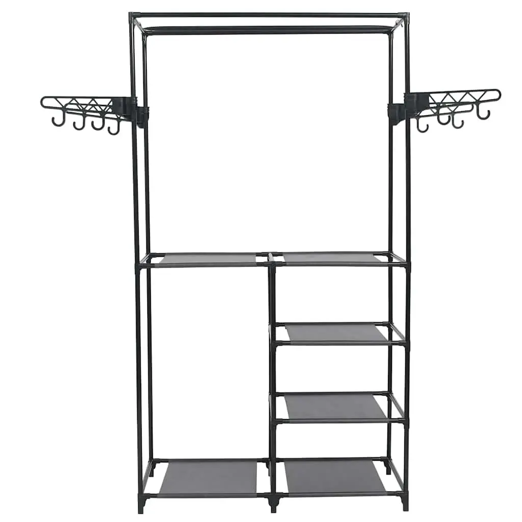 Clothes Rack Black Steel Frame Non-woven Fabric Shelves Garment Storage