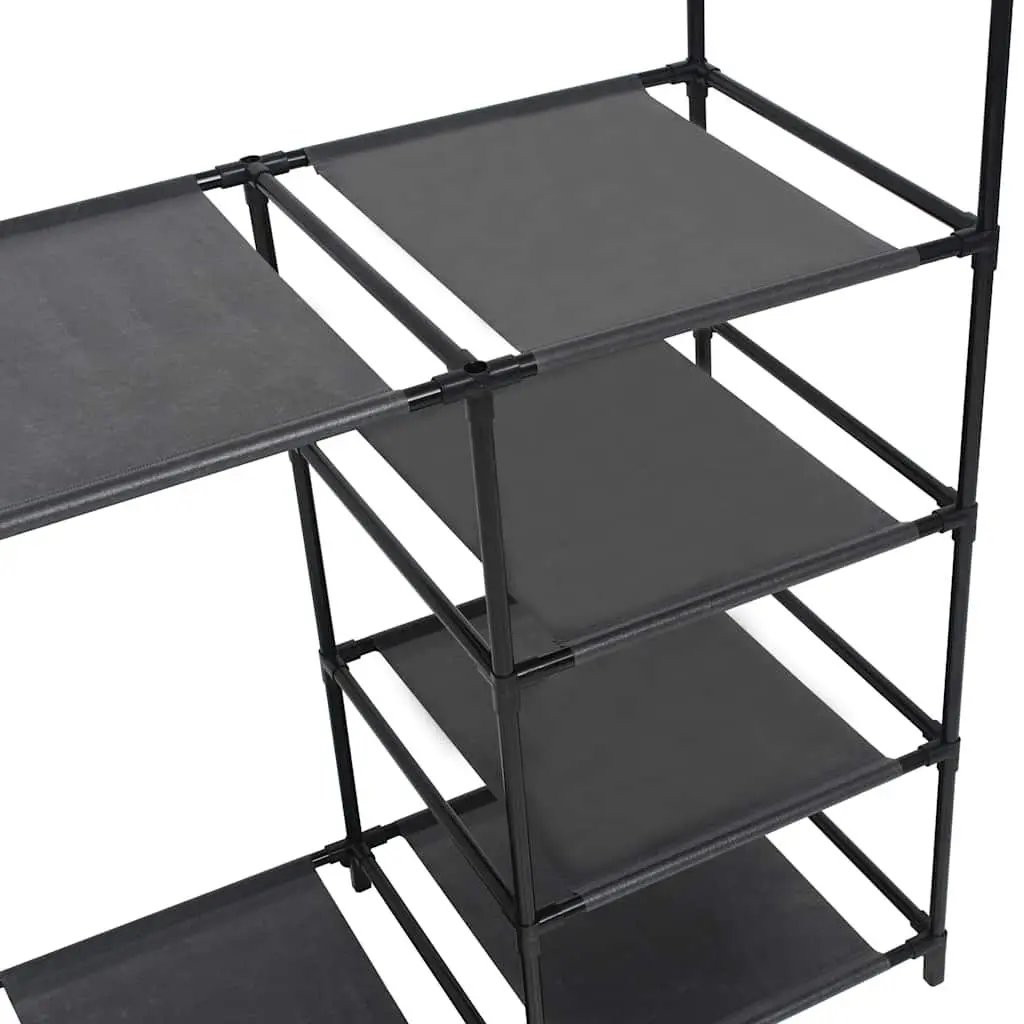 Clothes Rack Black Steel Frame Non-woven Fabric Shelves Garment Storage