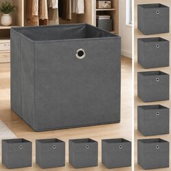 Storage Boxes 10 pcs Non-woven Fabric 32x32x32 cm Grey Collapsible Organiser