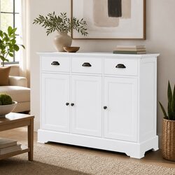 White Sideboard with 3 Doors - Storage Cabinet for Home
