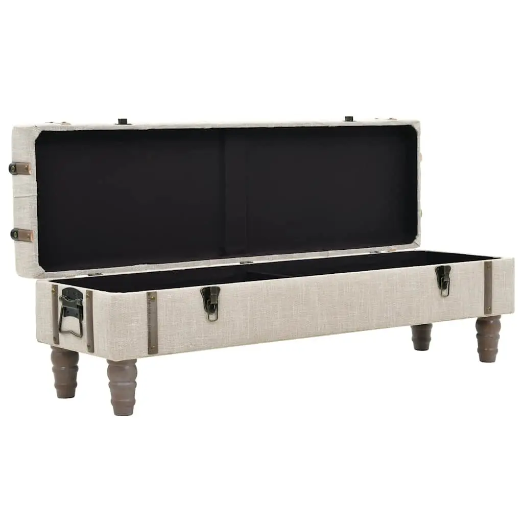 Storage Bench White Solid Wood Steel Frame Padded Seat with Handle