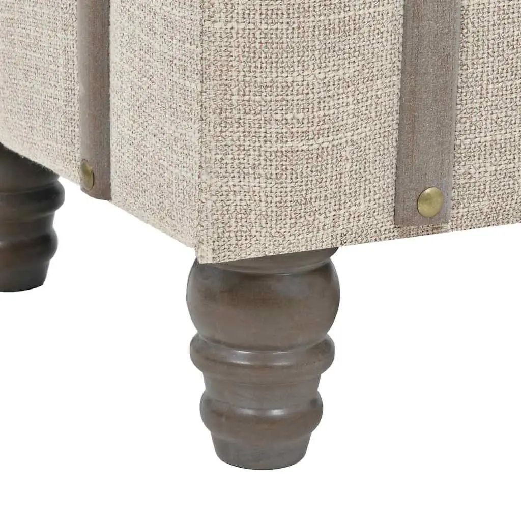 Storage Bench White Solid Wood Steel Frame Padded Seat with Handle