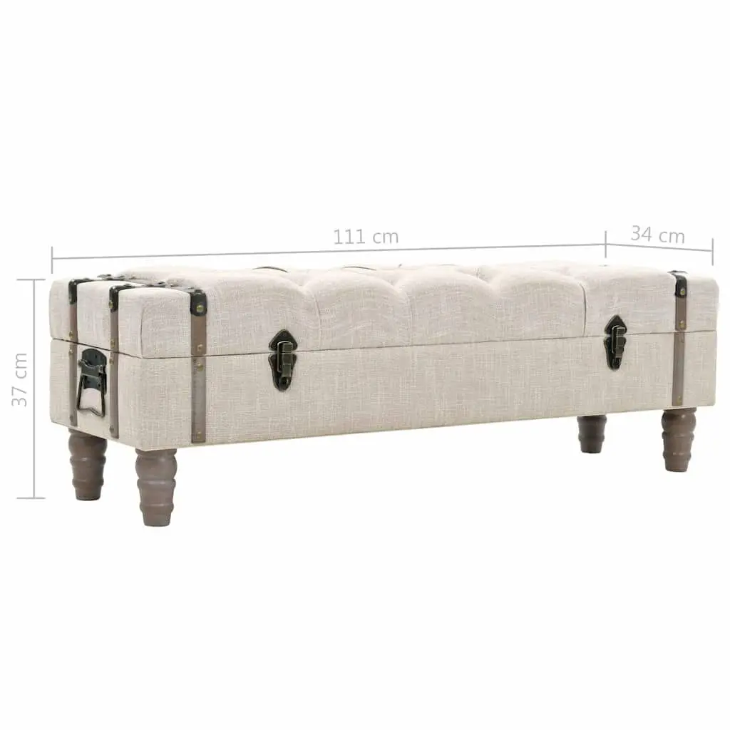Storage Bench White Solid Wood Steel Frame Padded Seat with Handle