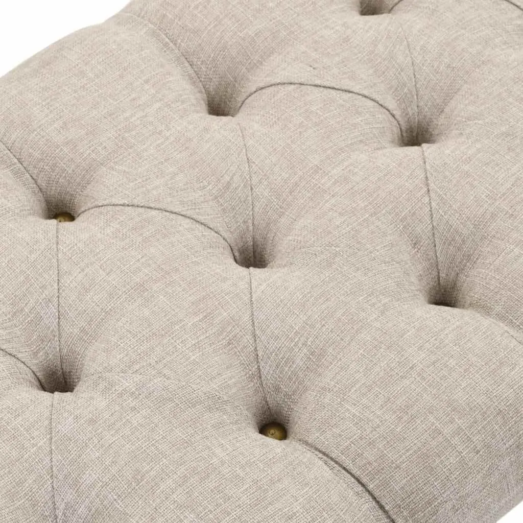 Storage Bench Cream 103x51x44 cm Solid Wood Fabric Seat Barrel Shape Rustic