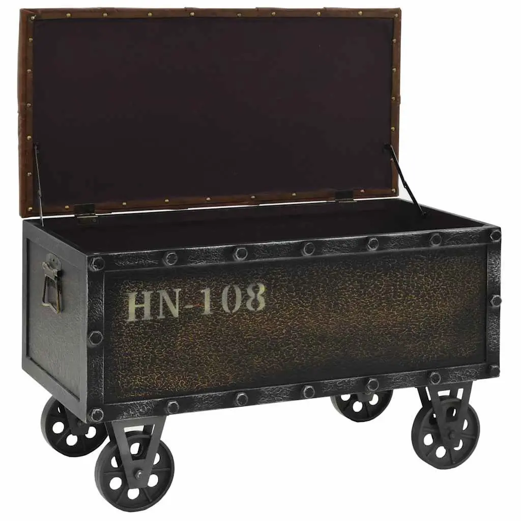 Storage Bench Brown 80.5x41x50cm Solid Wood Artificial Leather Tufted Cushion Wheels
