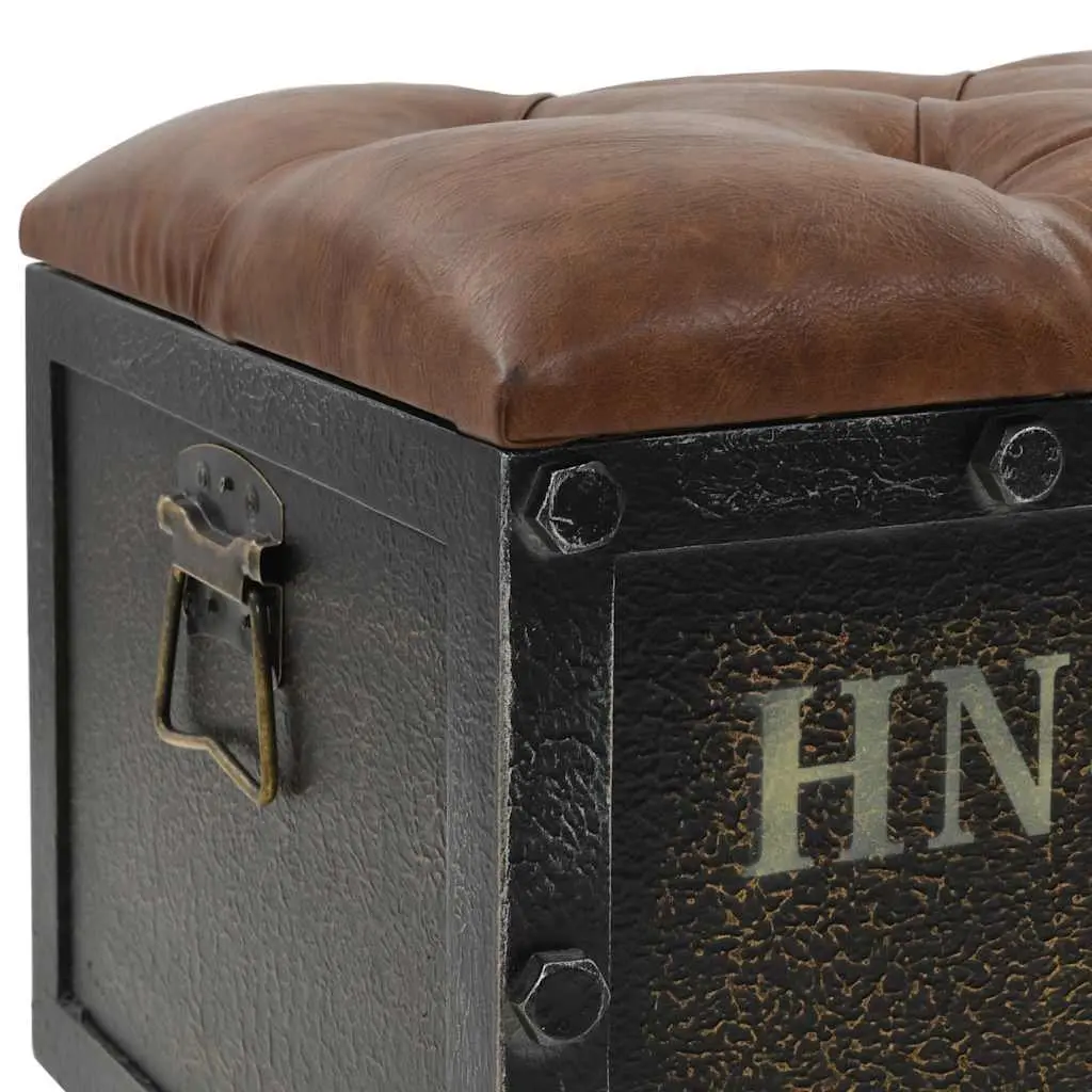 Storage Bench Brown 80.5x41x50cm Solid Wood Artificial Leather Tufted Cushion Wheels