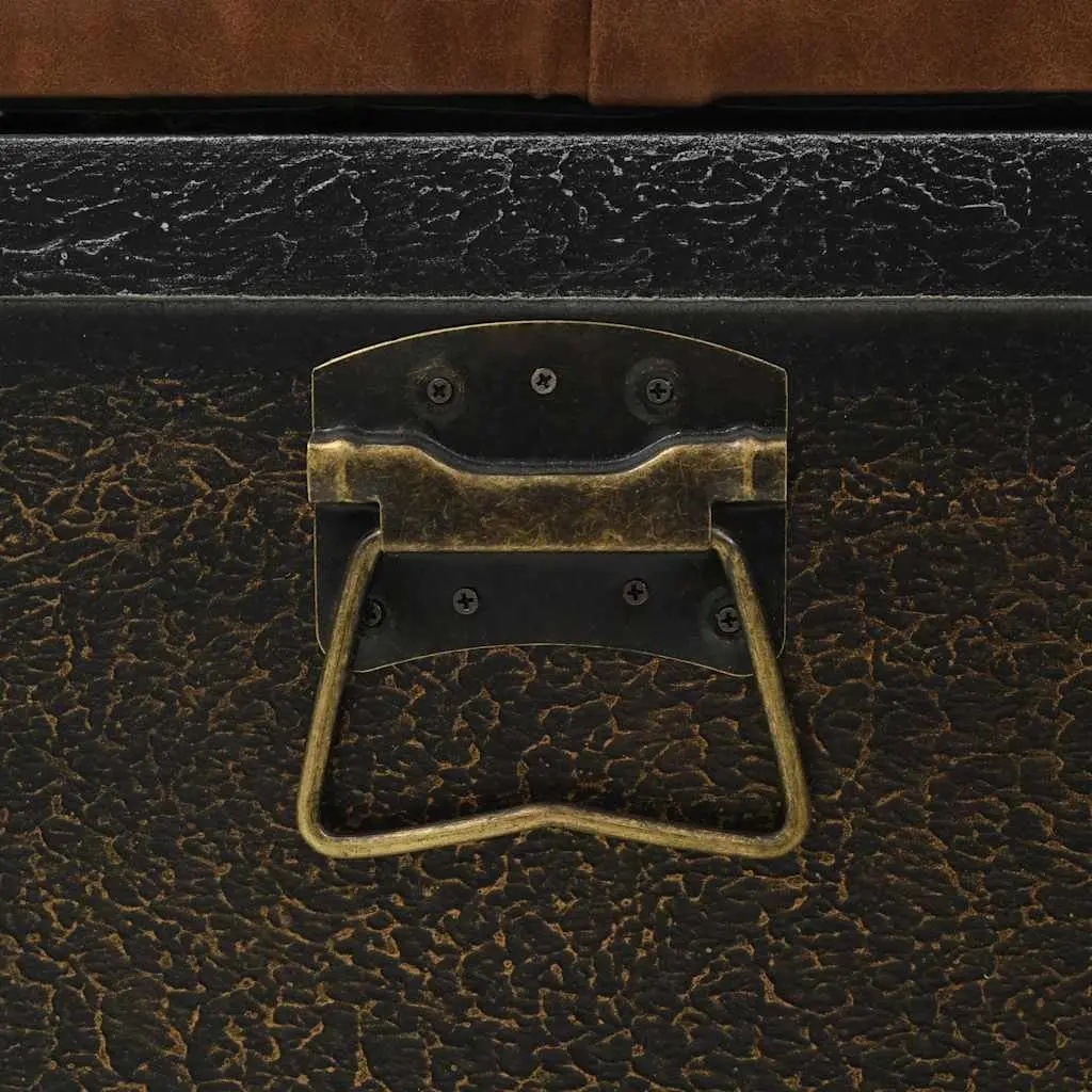 Storage Bench Brown 80.5x41x50cm Solid Wood Artificial Leather Tufted Cushion Wheels