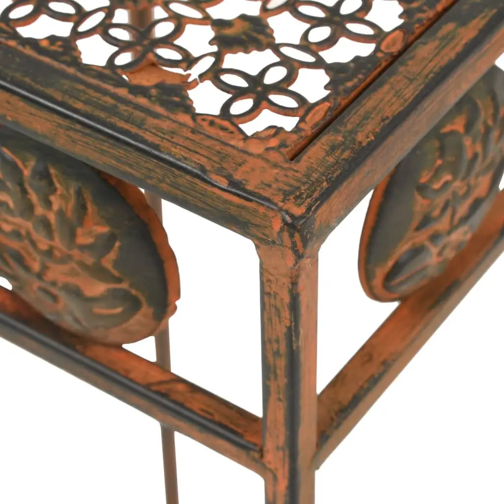 Plant Stand Set Brown 3 Pieces Vintage Antique Look Metal Decorative
