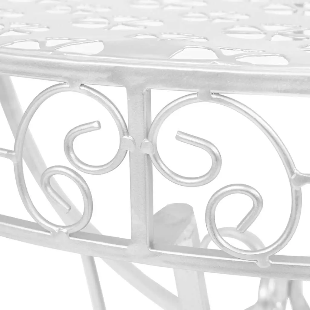 Half Round Side Table Silver 72x36x74cm Vintage Style Accent Table