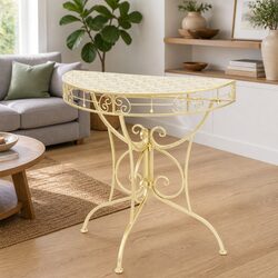 Half Round Side Table Vintage Style Accent End Table Gold Metal Display Stand
