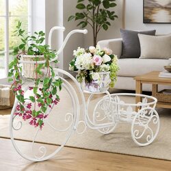 Concise Vintage Bicycle Plant Stand with 3 Display Holders