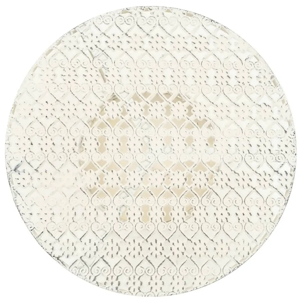 Round Bistro Table White 40cm Vintage Style Metal Construction Bottom Basket