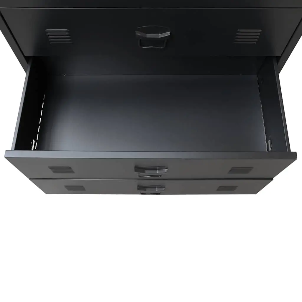 Chest of Drawers Black 4 Drawer Industrial Style Metal Storage Cabinet