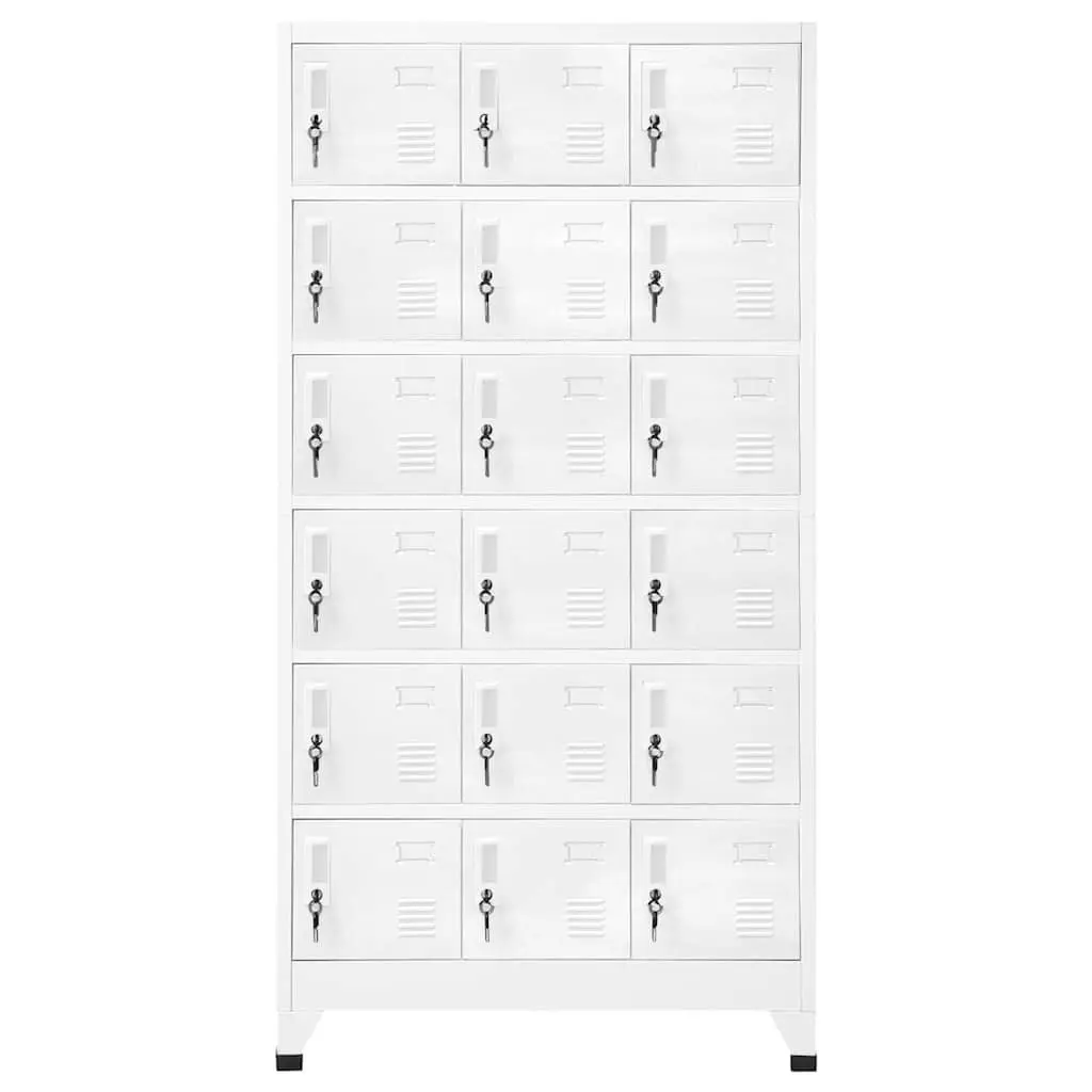 Metal Locker Cabinet Grey 18 Compartments Lockable Doors Storage