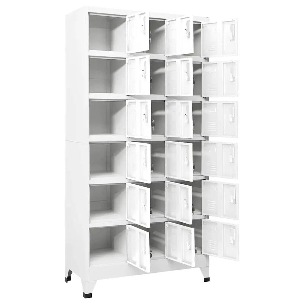 Metal Locker Cabinet Grey 18 Compartments Lockable Doors Storage
