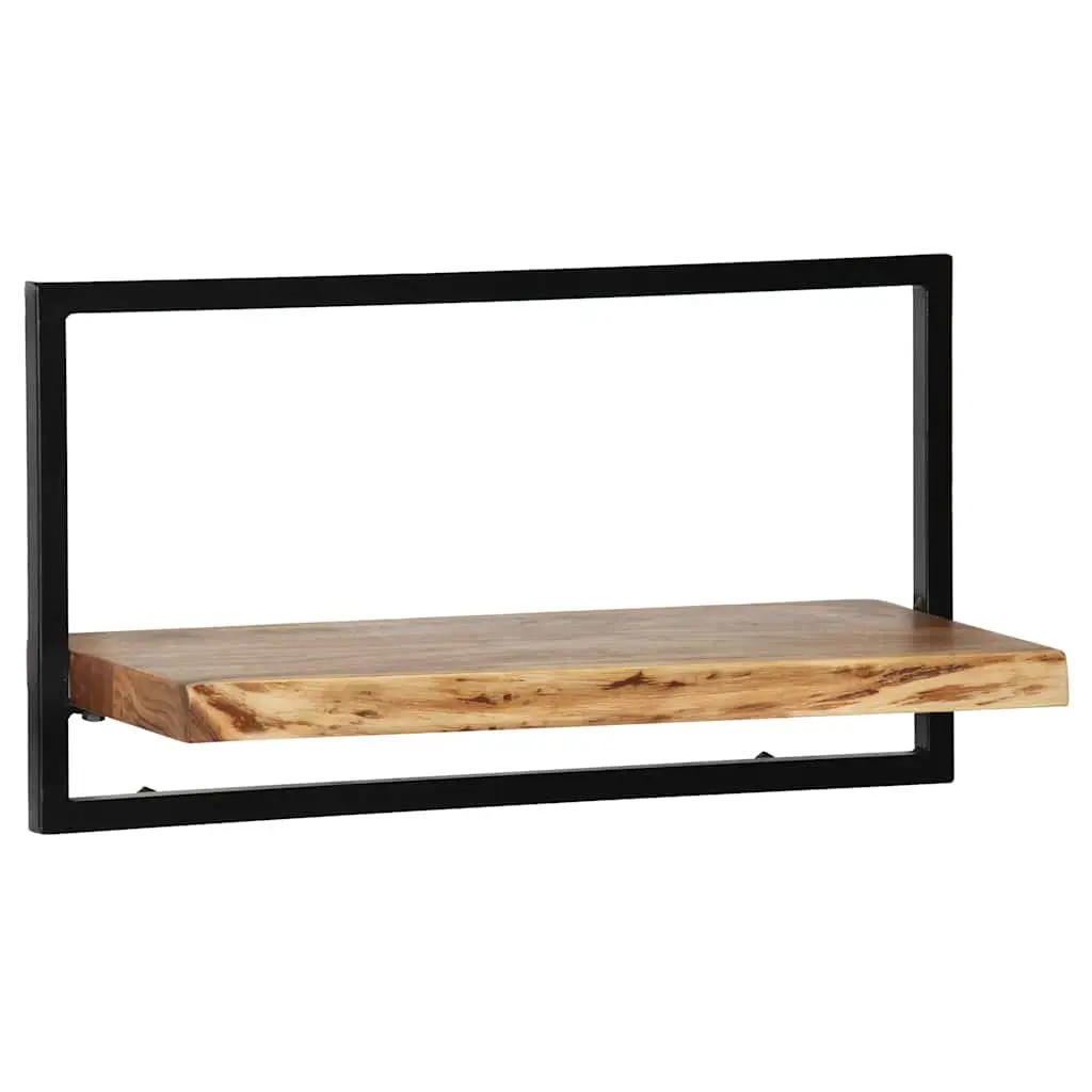 Wall Shelf Set Brown 5 Piece Acacia Wood Steel Frame Retro Display Storage