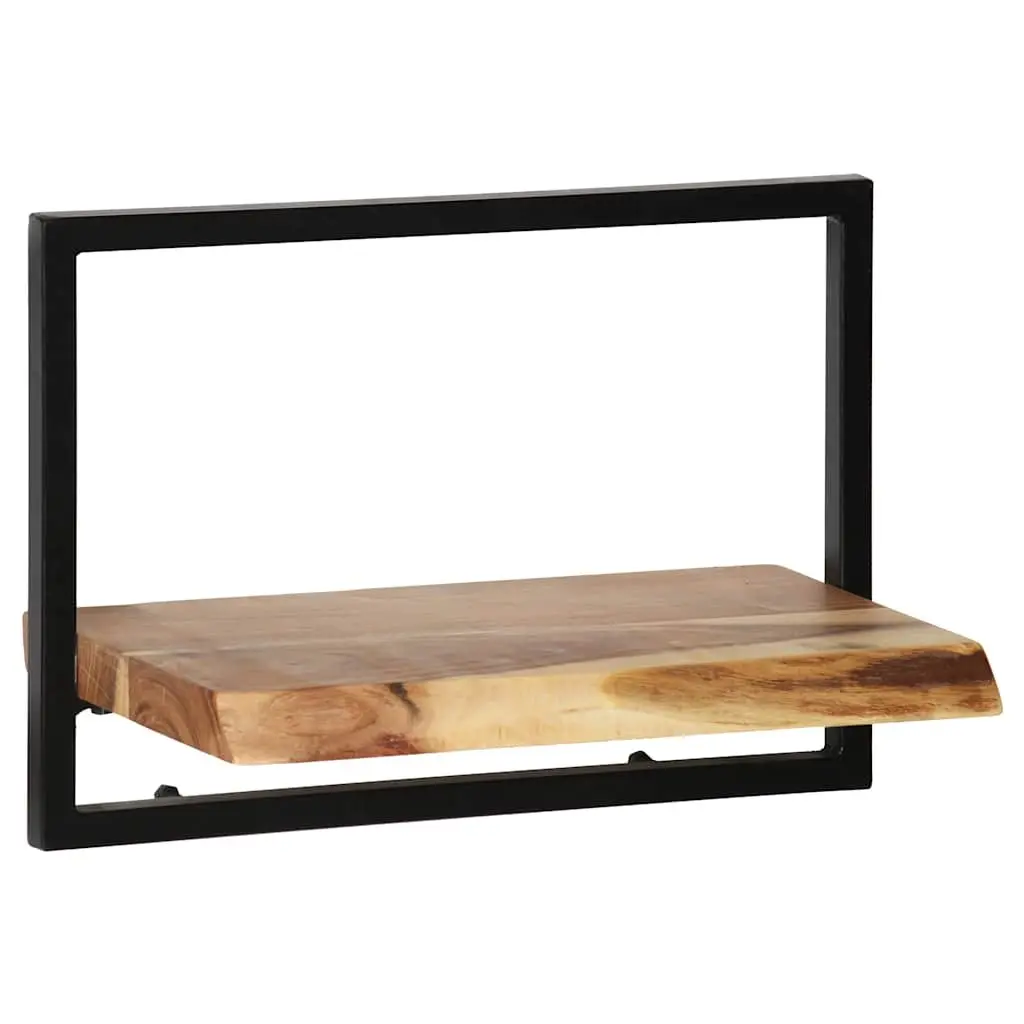 Wall Shelf Set Brown 5 Piece Acacia Wood Steel Frame Retro Display Storage