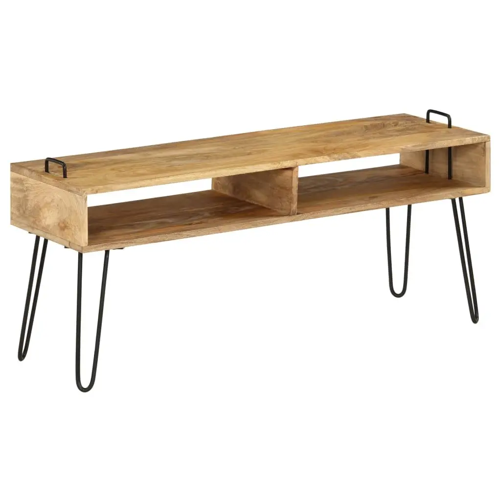 TV Stand Solid Mango Wood Living Room HiFi Cabinet Storage Shelf Industrial