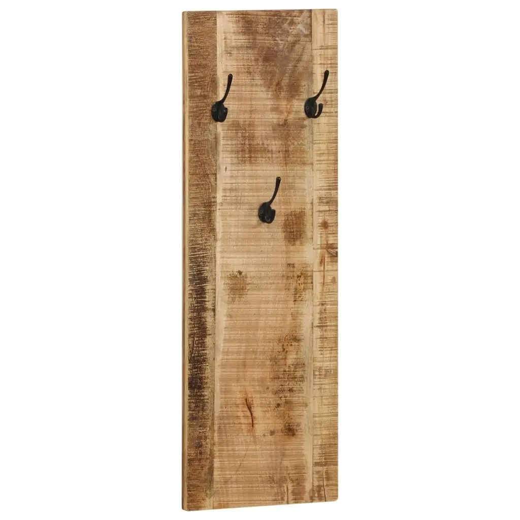 Wall-mounted Coat Rack Set Brown Solid Mango Wood Vintage Style 2 Piece