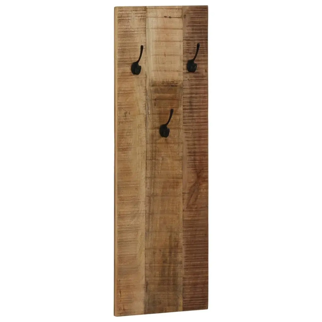 Wall-mounted Coat Rack Set Brown Solid Mango Wood Vintage Style 2 Piece