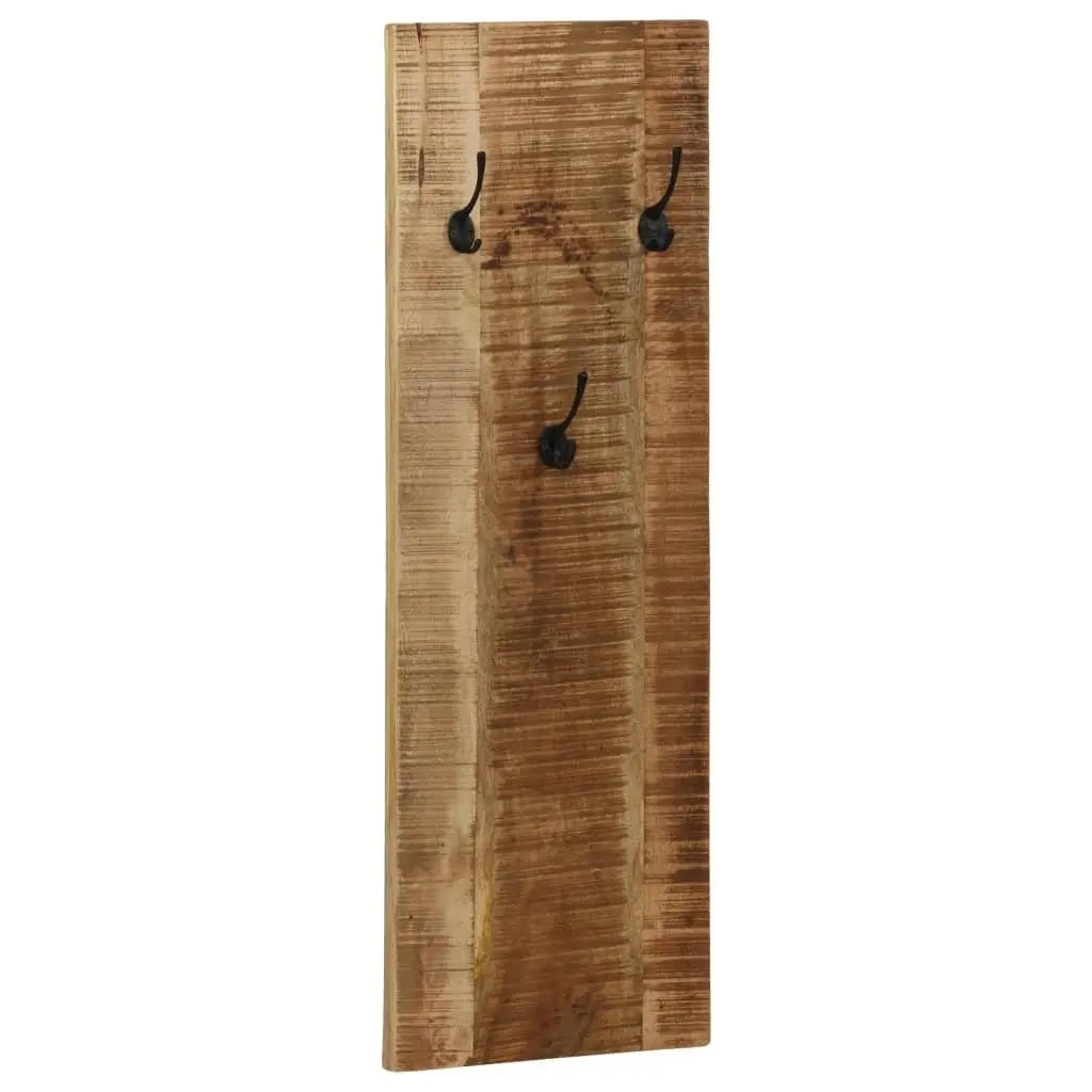 Wall-mounted Coat Rack Set Brown Solid Mango Wood Vintage Style 2 Piece