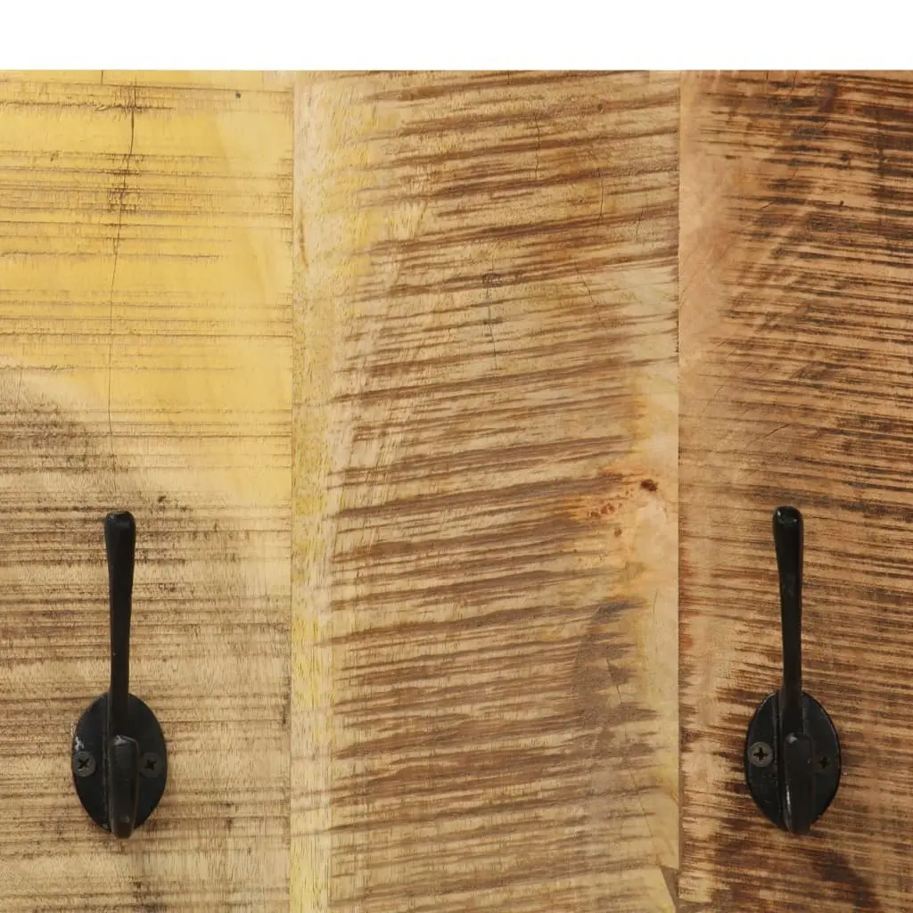 Wall-mounted Coat Rack Set Brown Solid Mango Wood Vintage Style 2 Piece