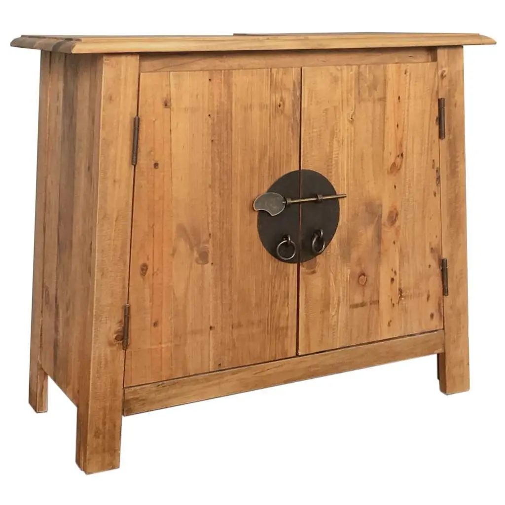 Bathroom Vanity Cabinet Solid Pinewood Brown Retro Washbasin Storage Unit