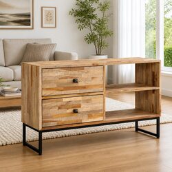 Concise and Durable Reclaimed Teak Wood TV Cabinet