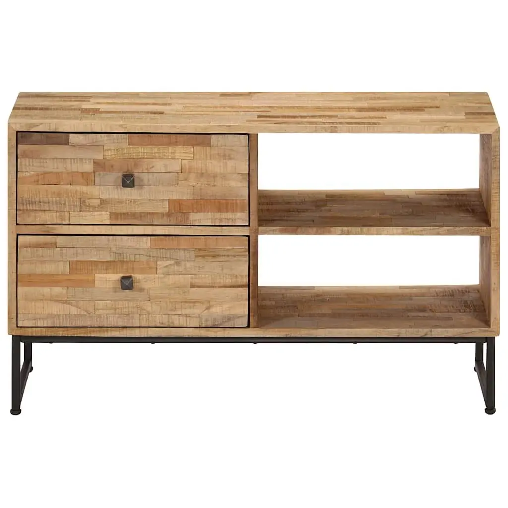 TV Cabinet Brown Reclaimed Teak Wood Handmade Rustic Lowboard Storage Unit