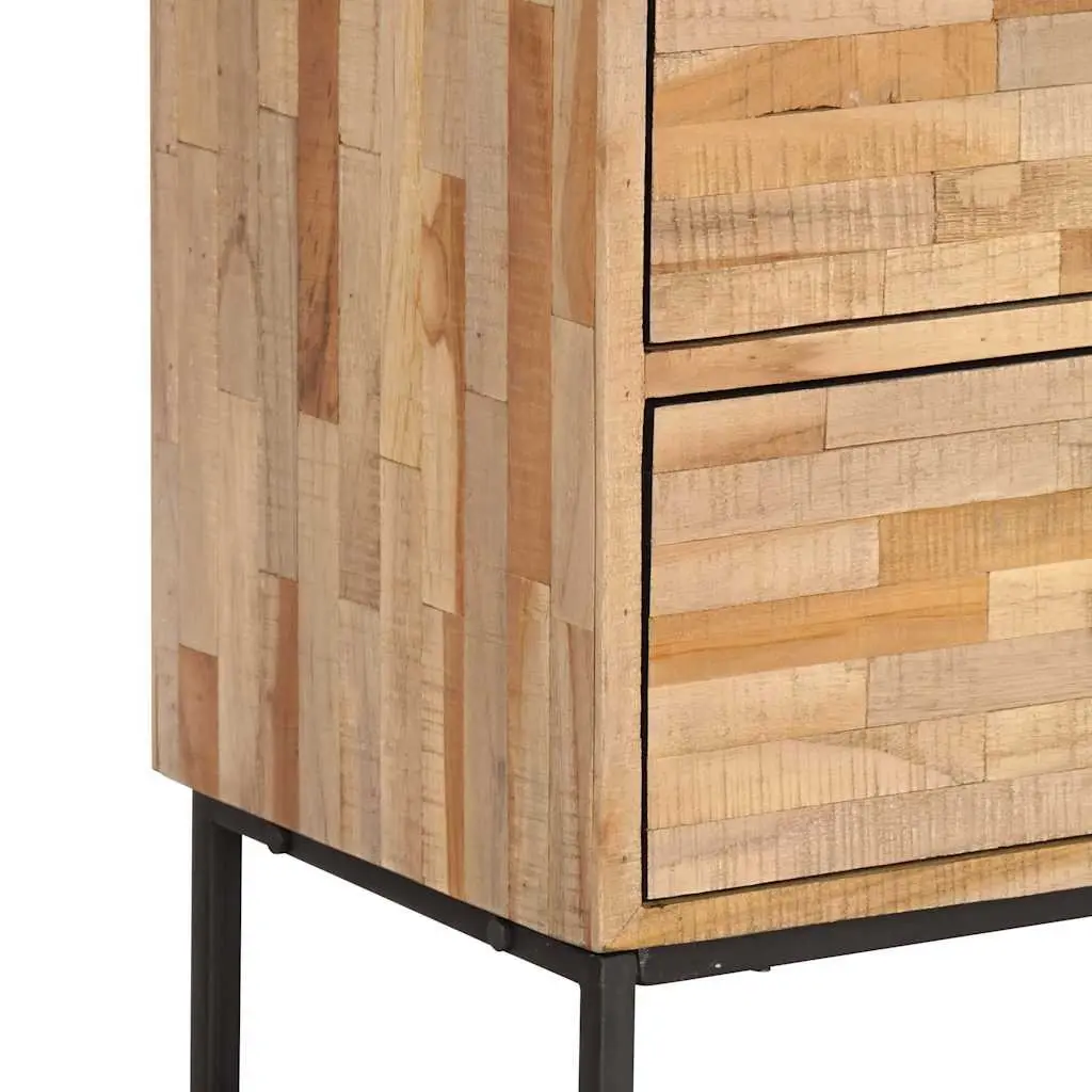 TV Cabinet Brown Reclaimed Teak Wood Handmade Rustic Lowboard Storage Unit