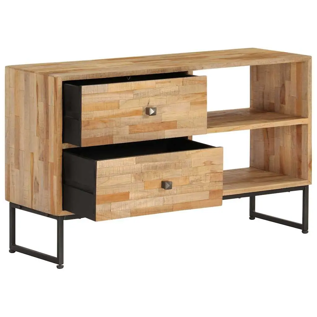 TV Cabinet Brown Reclaimed Teak Wood Handmade Rustic Lowboard Storage Unit