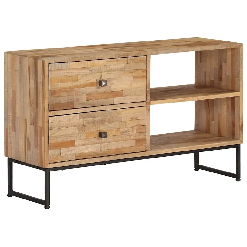 TV Cabinet Brown Reclaimed Teak Wood Handmade Rustic Lowboard Storage Unit