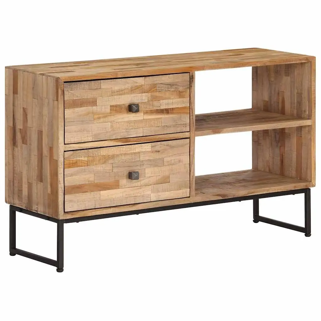 TV Cabinet Brown Reclaimed Teak Wood Handmade Rustic Lowboard Storage Unit