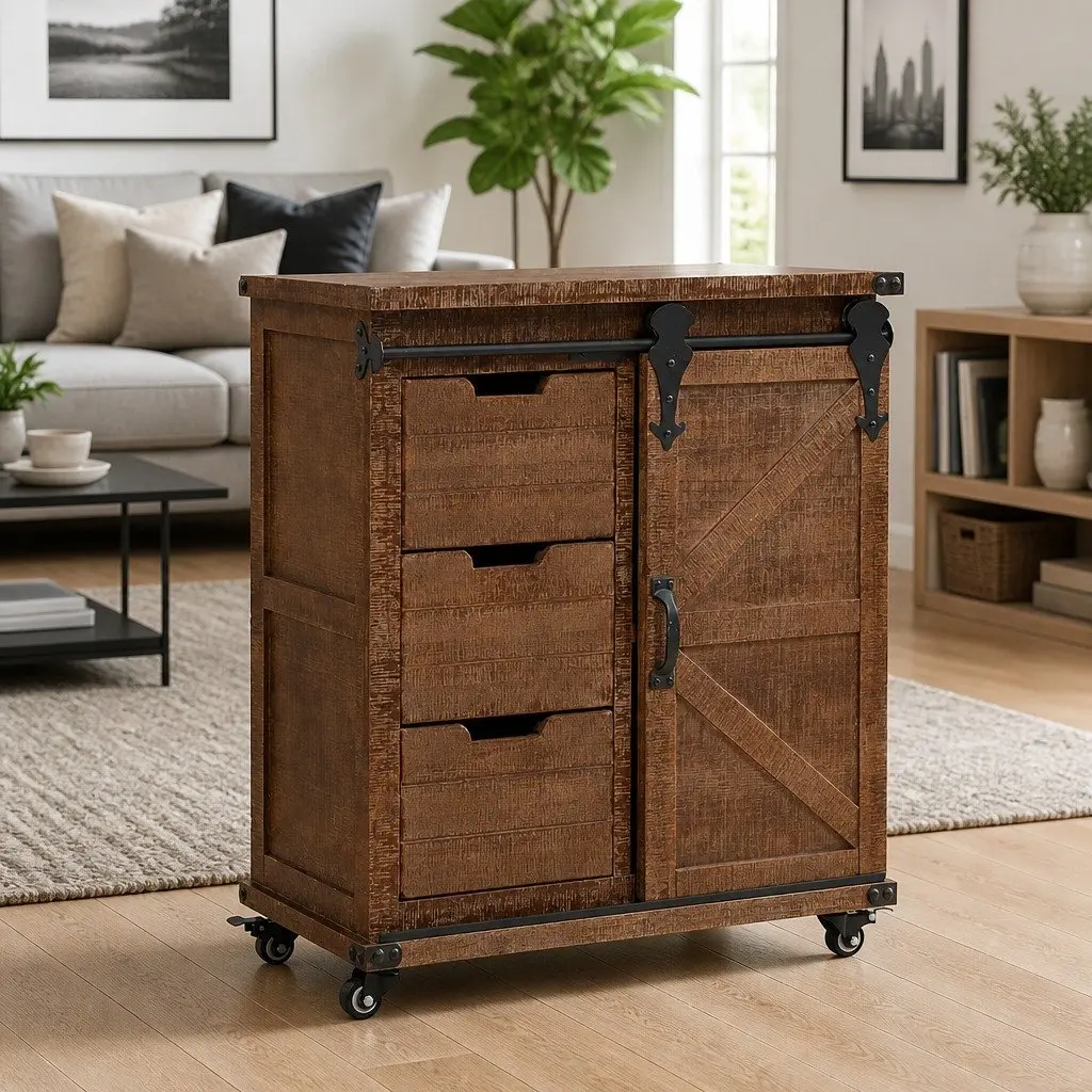 Storage Cabinet Brown 64x33.5x75 cm Solid Fir Wood Sliding Door Furniture