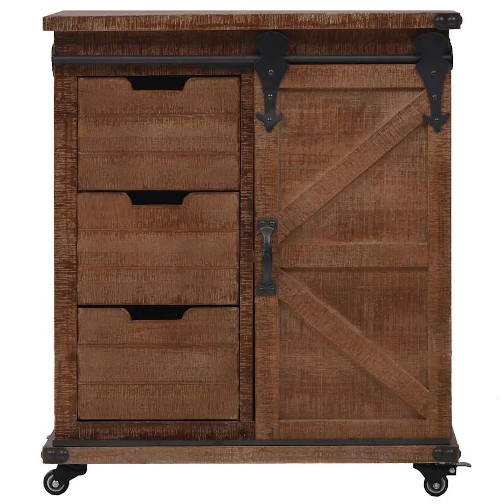 Storage Cabinet Brown 64x33.5x75 cm Solid Fir Wood Sliding Door Furniture