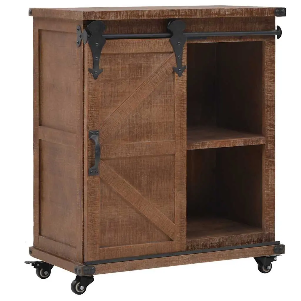 Storage Cabinet Brown 64x33.5x75 cm Solid Fir Wood Sliding Door Furniture