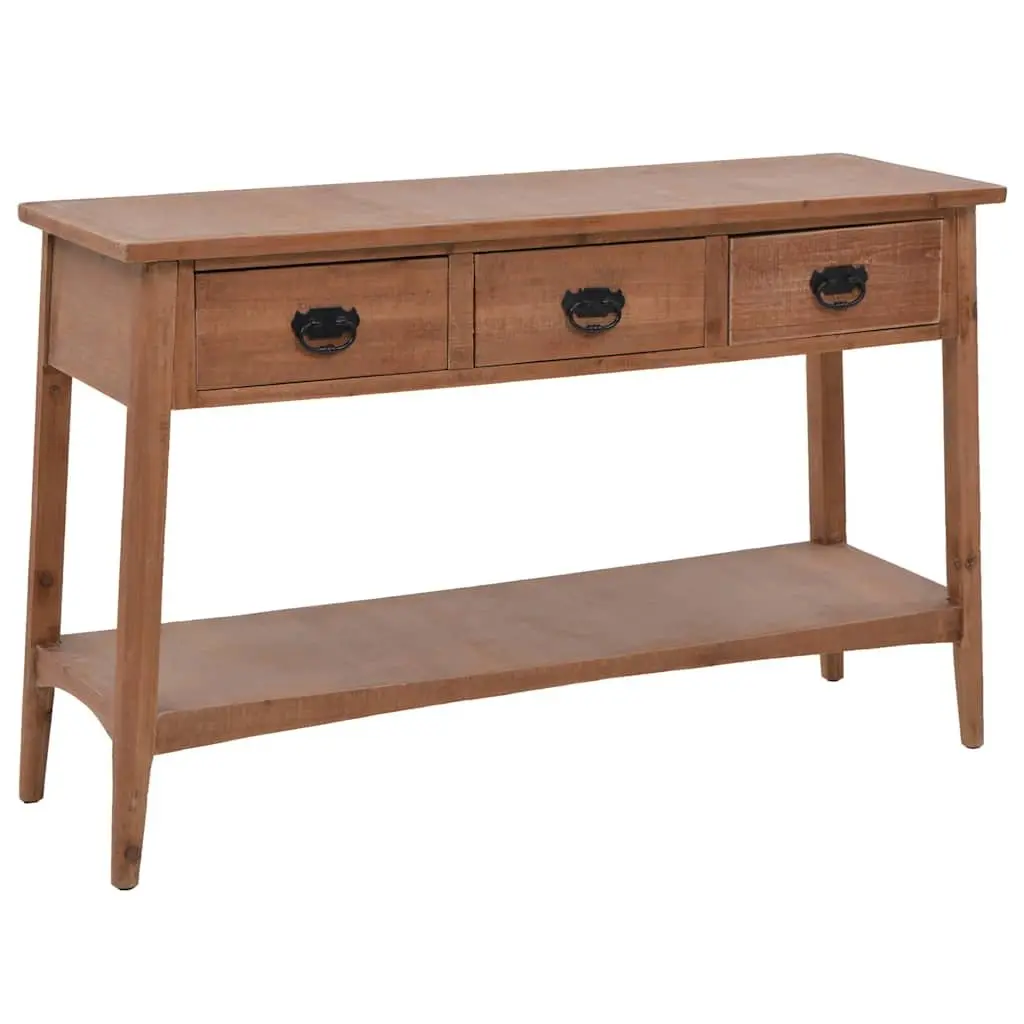 Console Table Brown 126cm Solid Fir Wood Rustic Vintage Accent Furniture