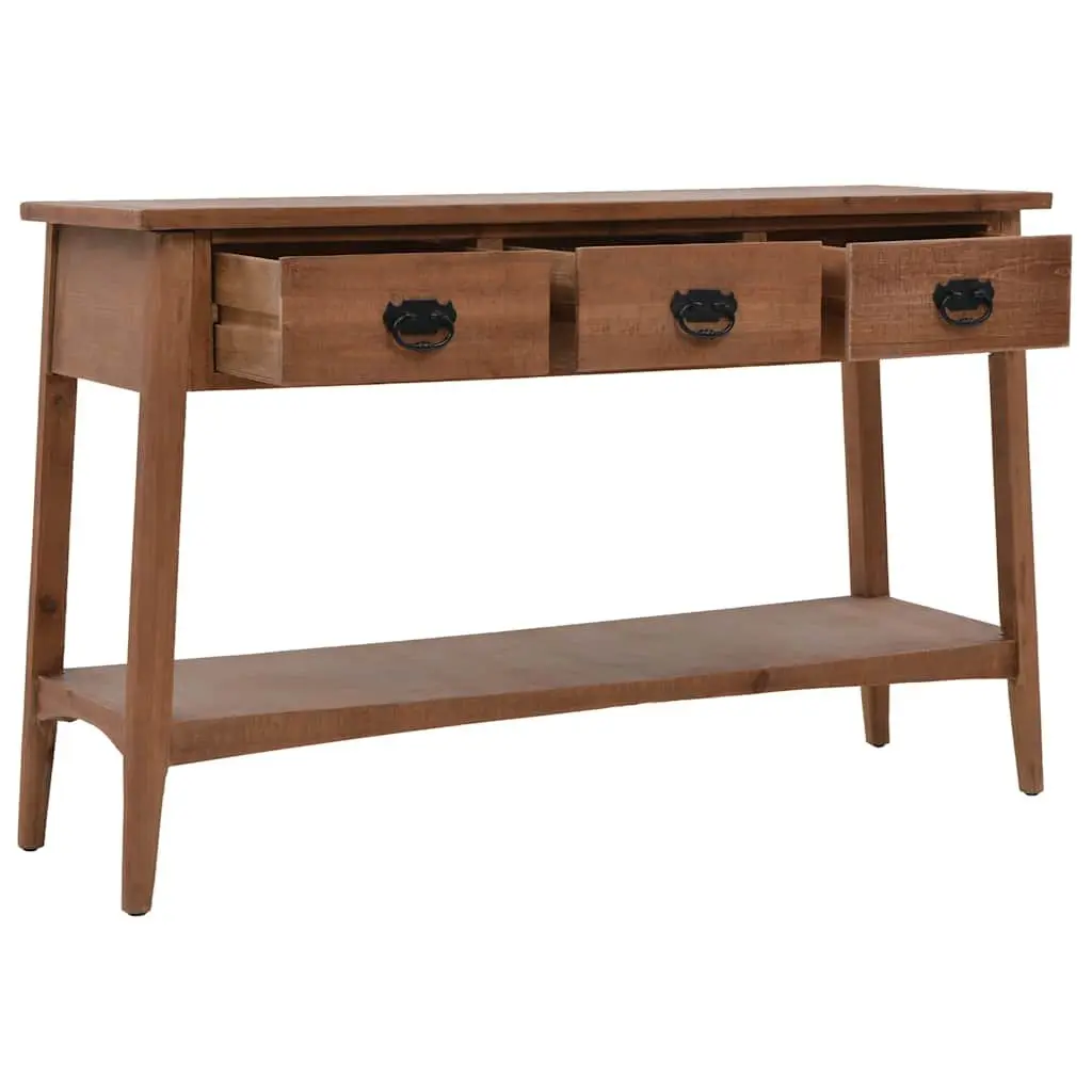 Console Table Brown 126cm Solid Fir Wood Rustic Vintage Accent Furniture