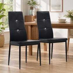 Chic Black Faux Leather Dining Chairs - 2 Pack