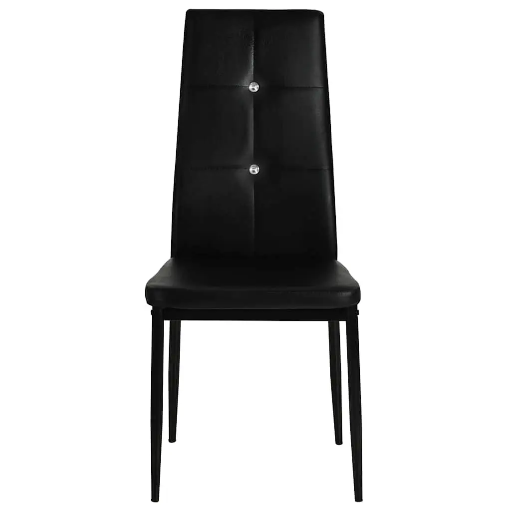 Dining Chairs Set of 4 Black Faux Leather Kitchen Room Furniture Modern Design