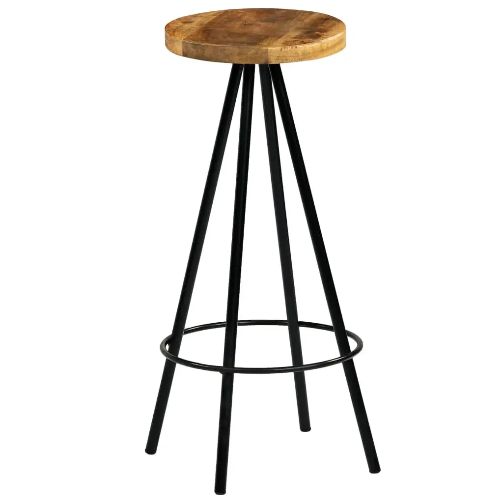 Bar Chairs 2 pcs Solid Mango Wood Bar Stools Kitchen Dining Industrial Seating