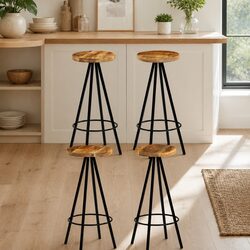 Compact Bar Stools Set of 4 with Footrests
