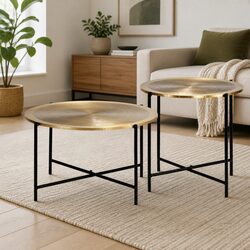 Compact and Chic 2-Piece End Table Set in Gold