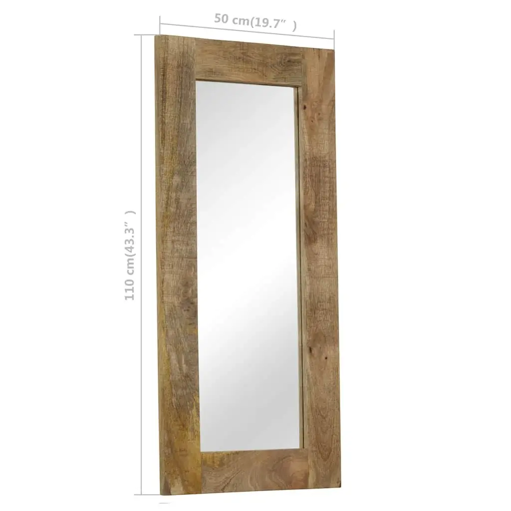 Wooden Mirror Solid Mango Wood Frame 50x110 cm Brown Hallway Bathroom Wall Decor